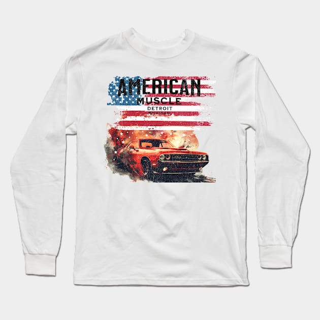 American Muscle -Detroit tee Long Sleeve T-Shirt by StickShiftkitty